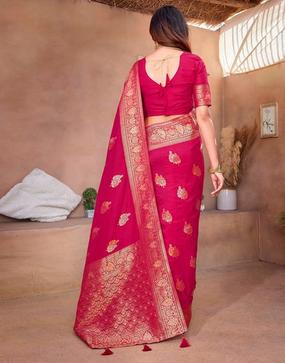 Hot Pink Silk Woven Saree