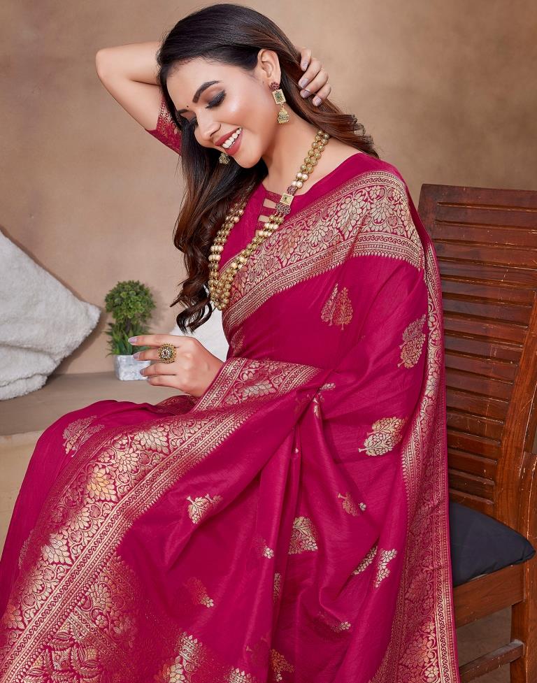 Hot Pink Silk Woven Saree