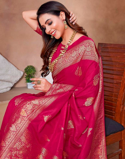 Hot Pink Silk Woven Saree