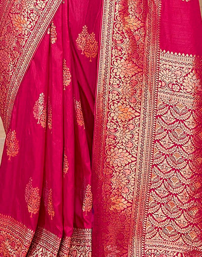 Hot Pink Silk Woven Saree