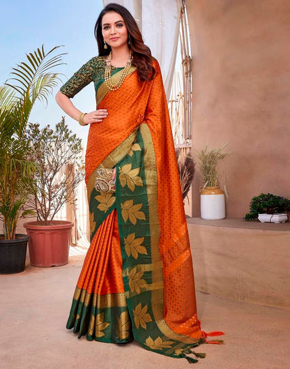 Orange Silk Woven Saree