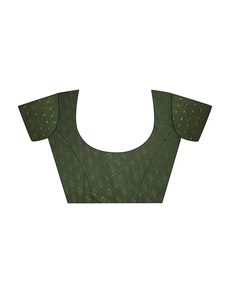 Army Green Georgette Printed Saree