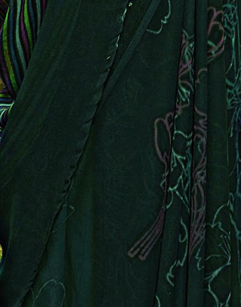 Dark Green Georgette Printed Saree