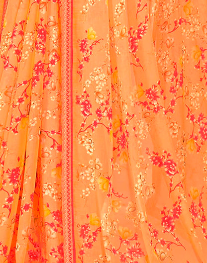 Light Orange Chiffon Printed Saree