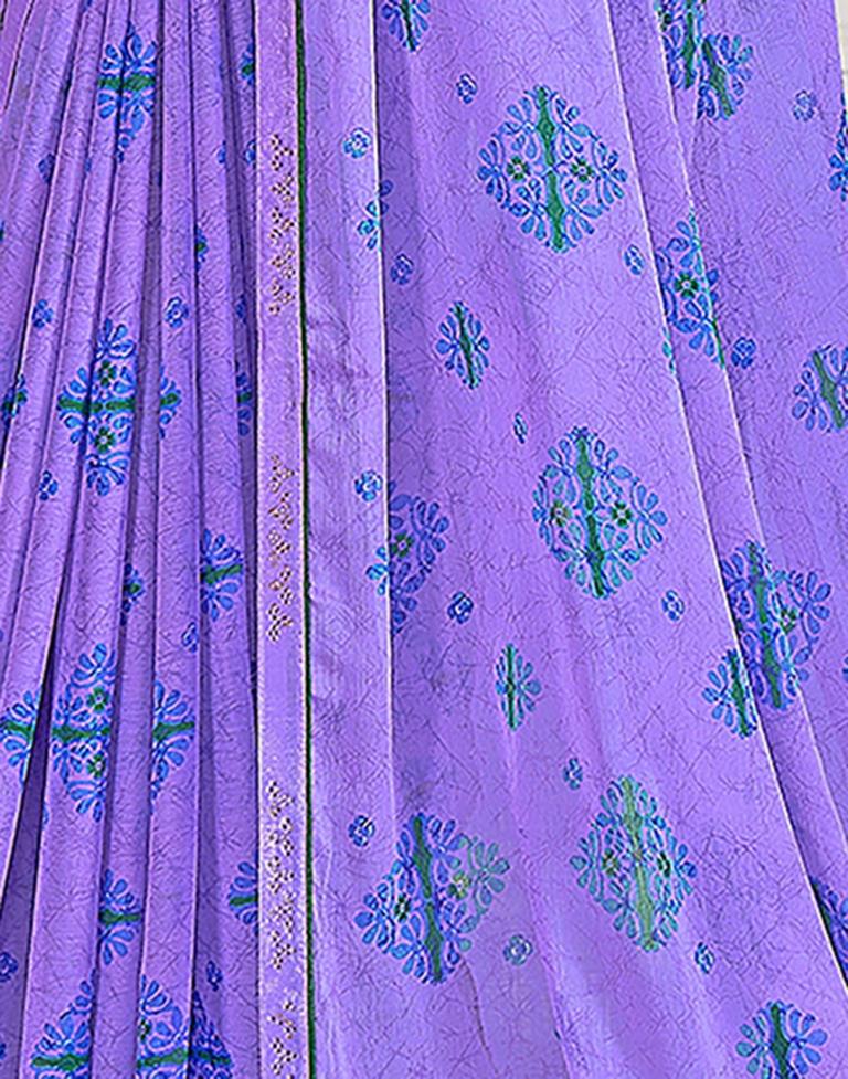 Lavender Chiffon Printed Saree