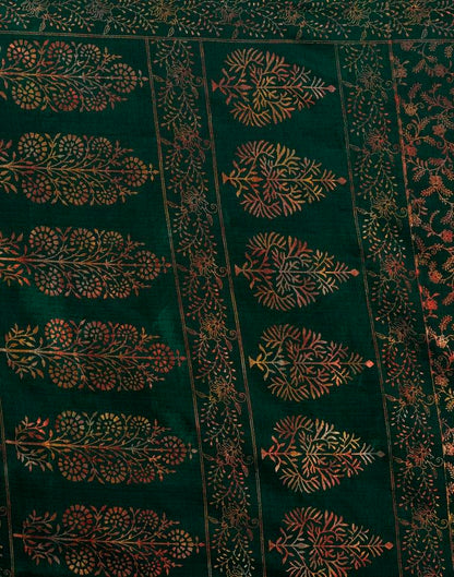 Dark Green Silk Printed Saree