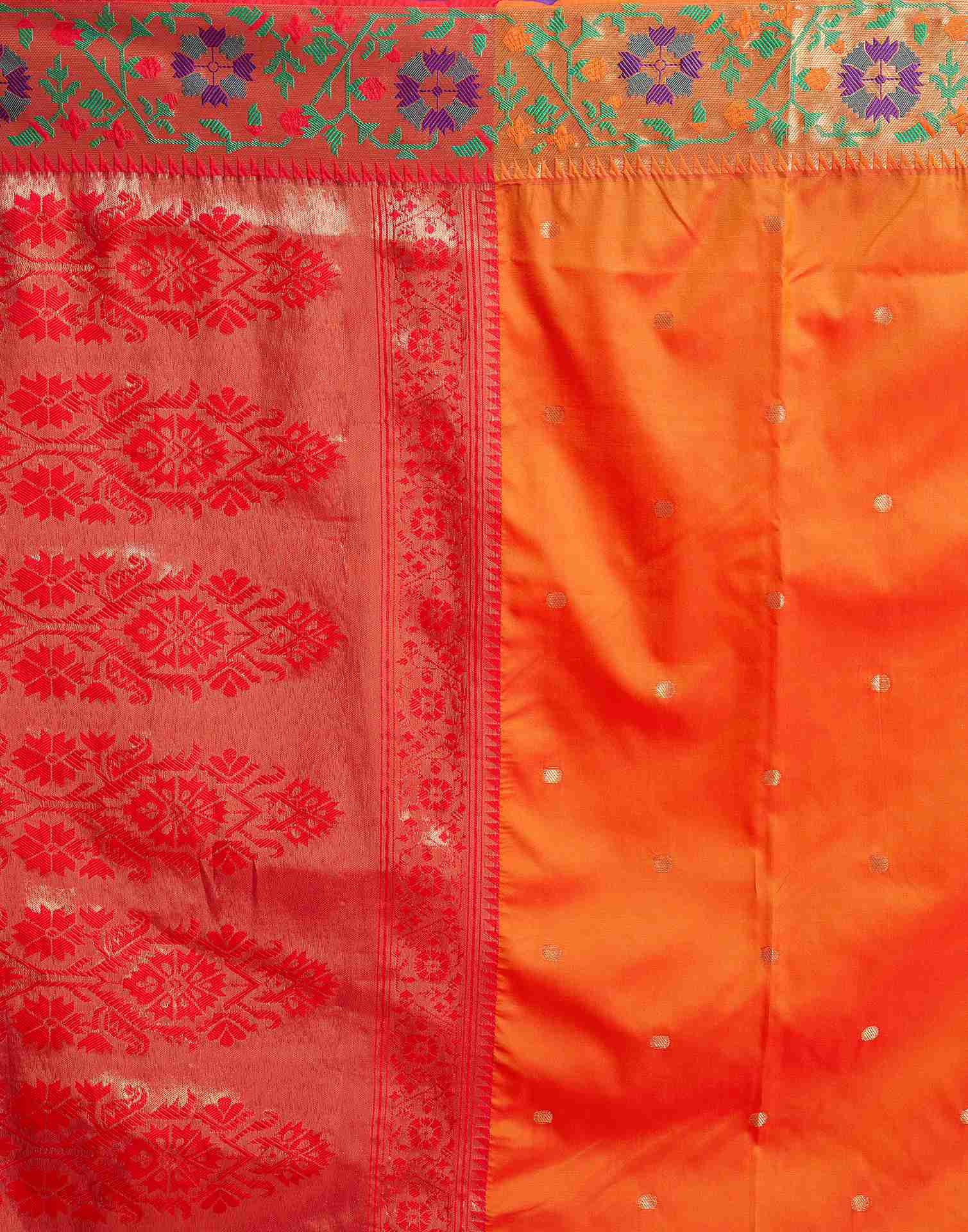 Orange Silk Plain Saree