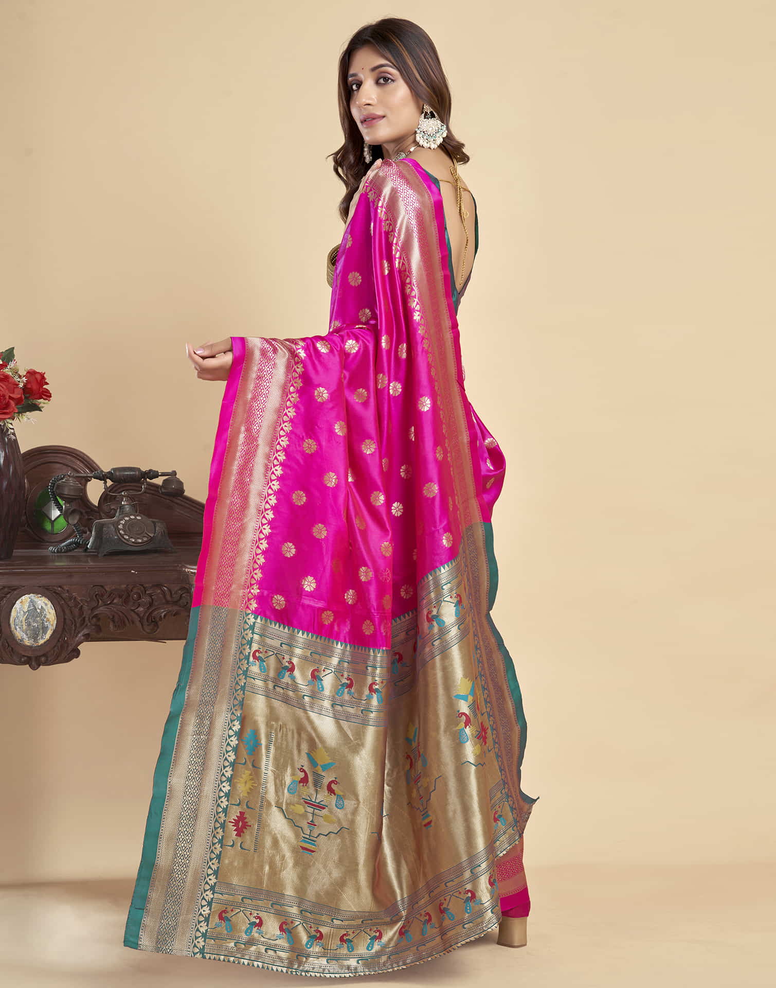 Magenta Silk Woven Paithani Saree