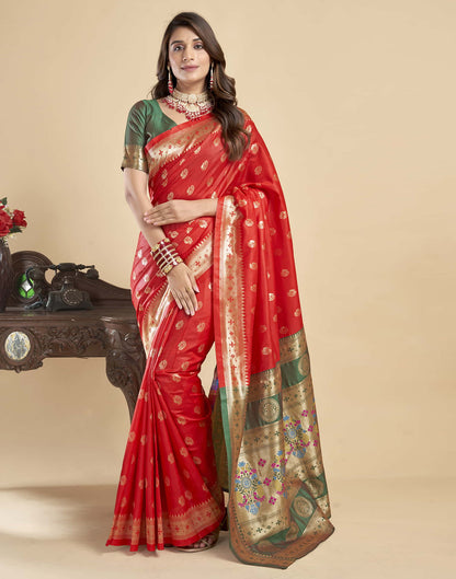 Red Silk Woven Paithani Saree