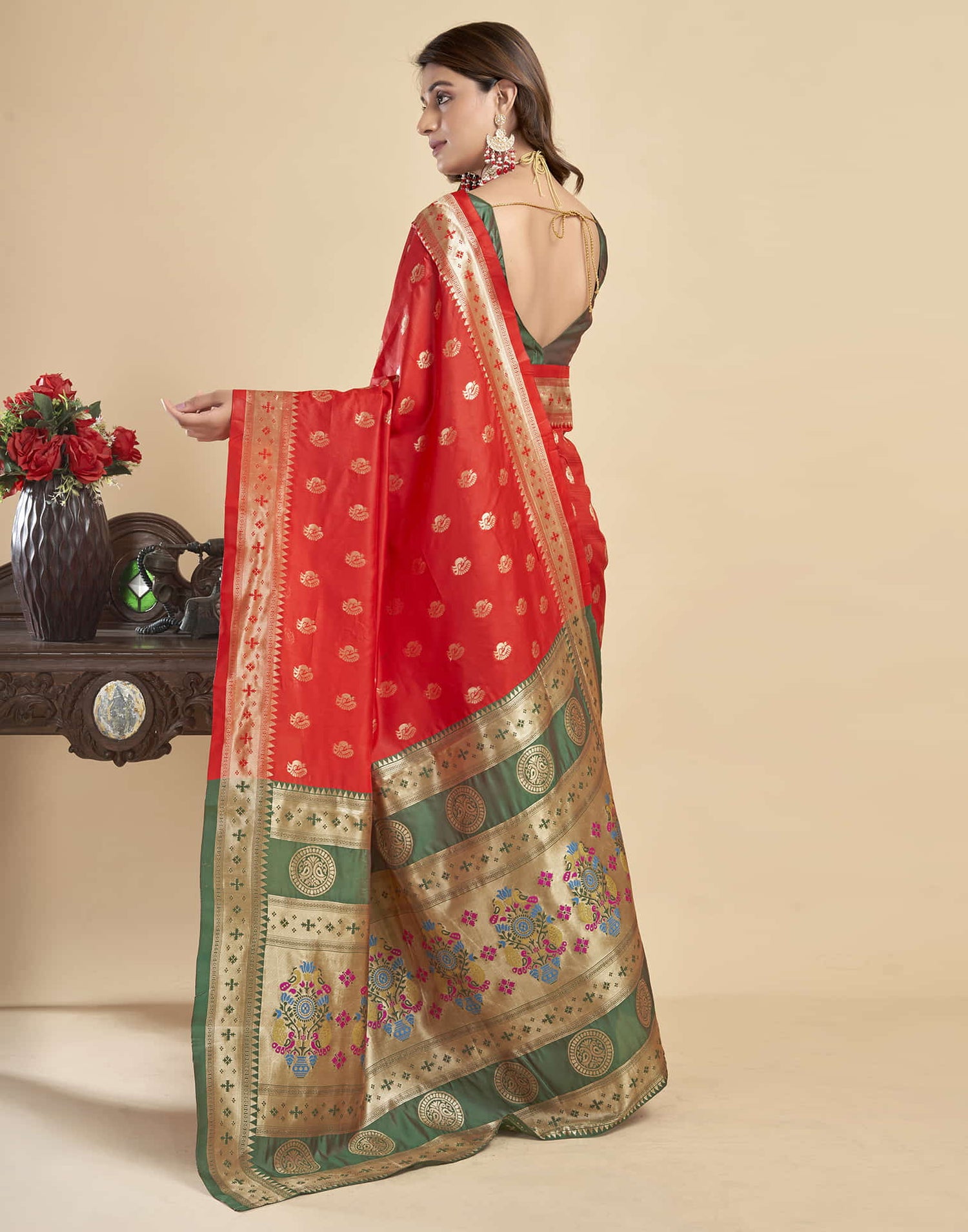 Red Silk Woven Paithani Saree