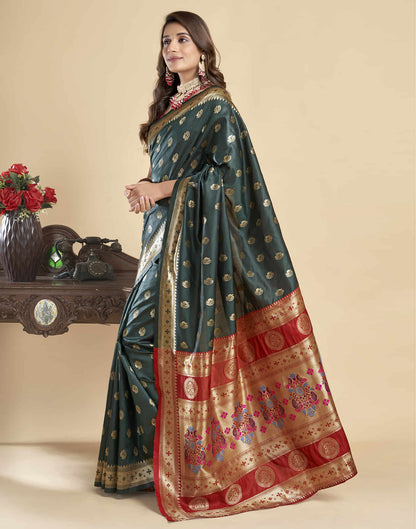 Dark Green Silk Woven Paithani Saree