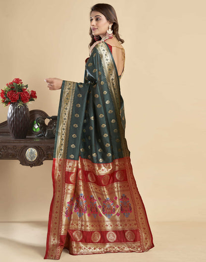 Dark Green Silk Woven Paithani Saree