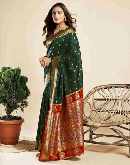 Dark Green Silk Woven Paithani Saree