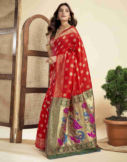 Red Silk Woven Paithani Saree