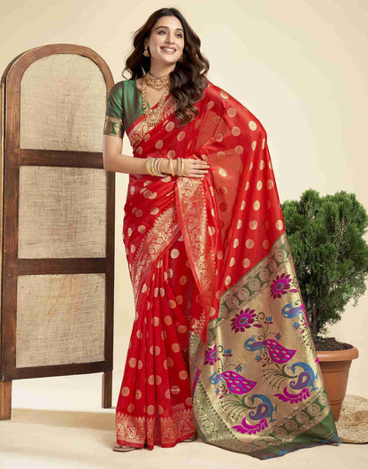 Red Silk Woven Paithani Saree