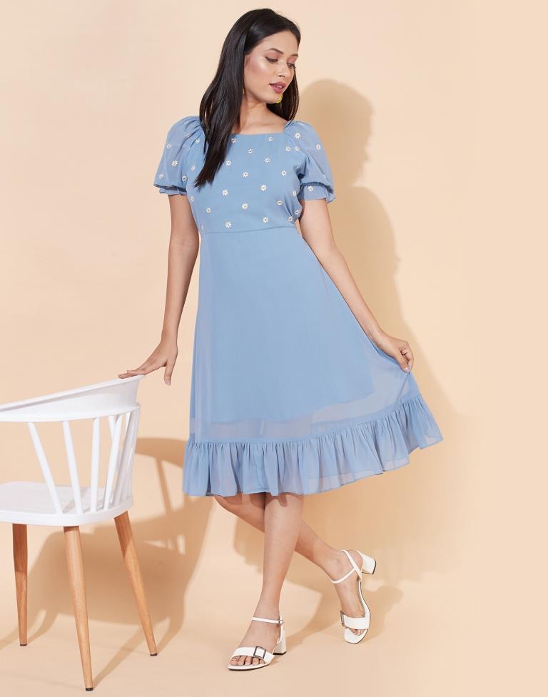 Baby Blue Floral Dress | Leemboodi