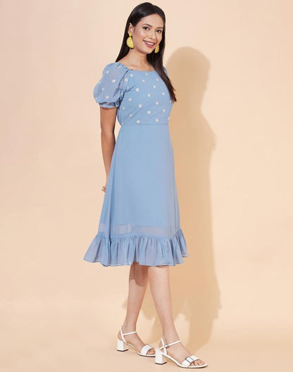 Baby Blue Floral Dress | Leemboodi