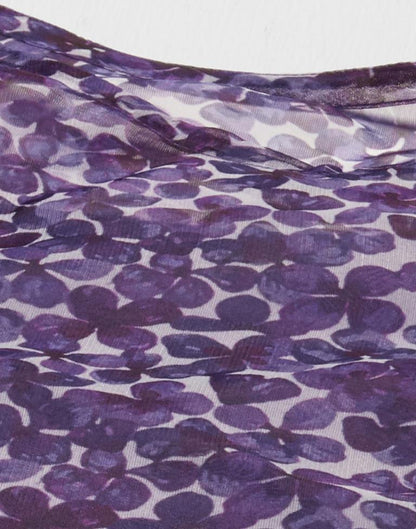 Purple Organza Printed Top | Leemboodi