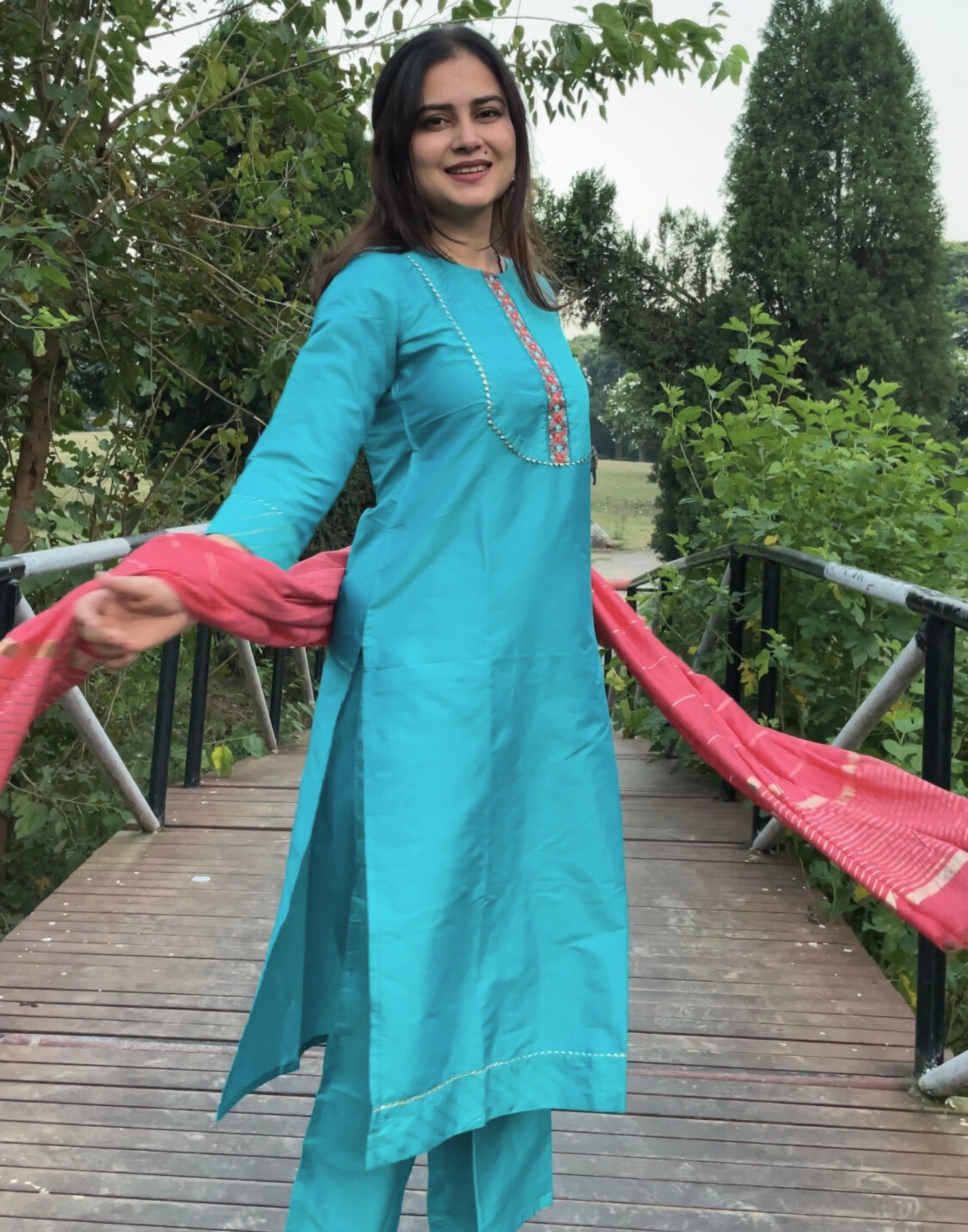 Rama Kurti With Pant And Dupatta