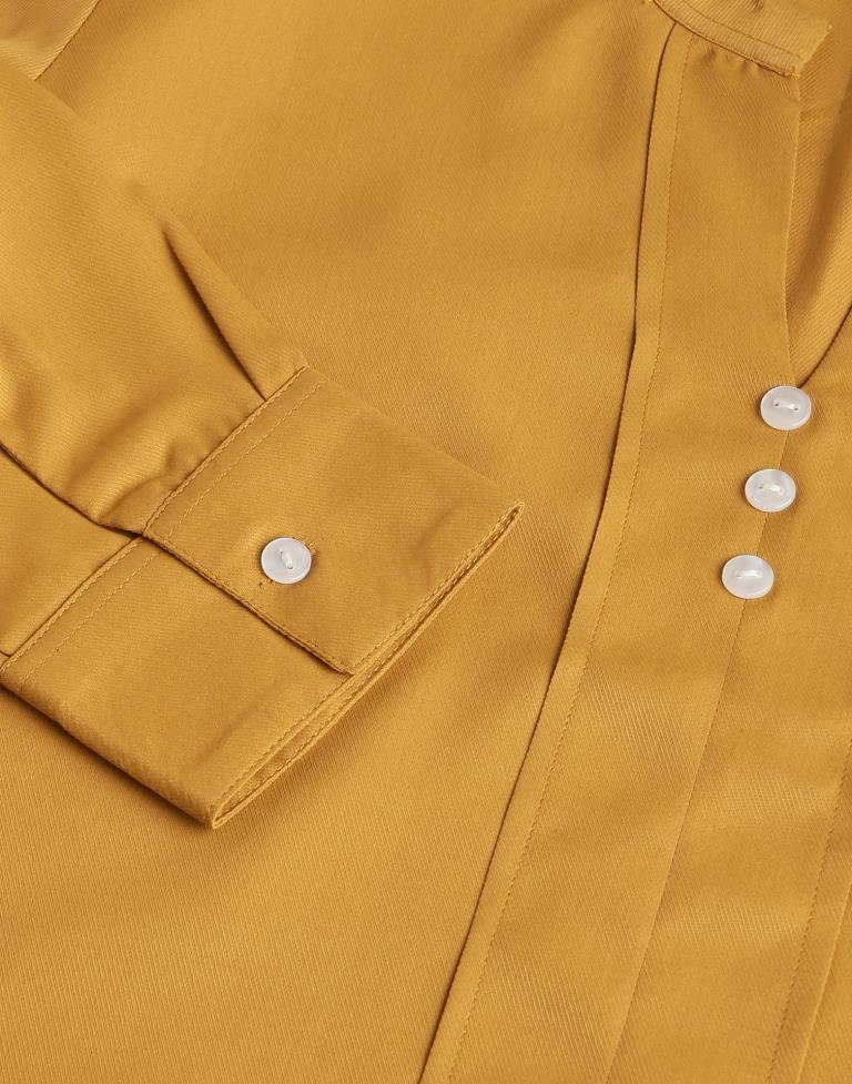 Mustard Yellow Polyester Plain Top | Leemboodi