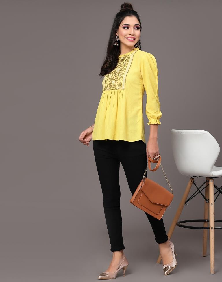 Musterd Yellow Geathered  Top