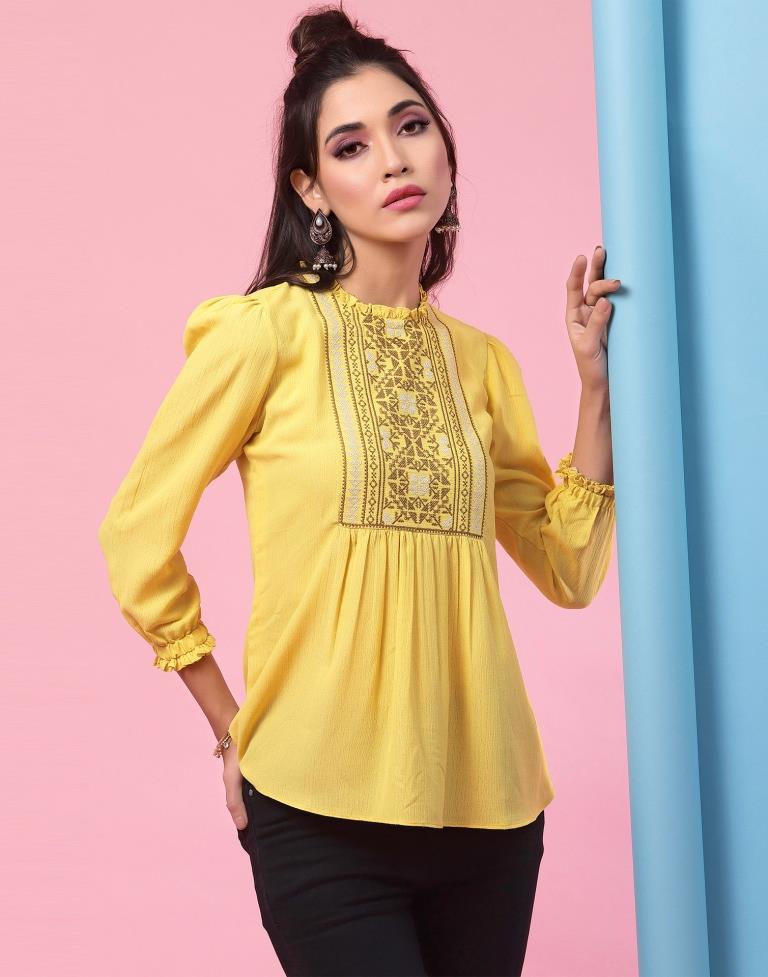 Musterd Yellow Geathered  Top