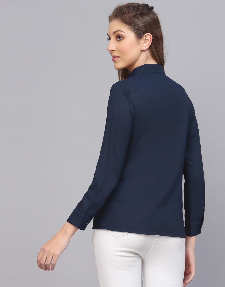 Blue Cotton Plain Shirt | Leemboodi