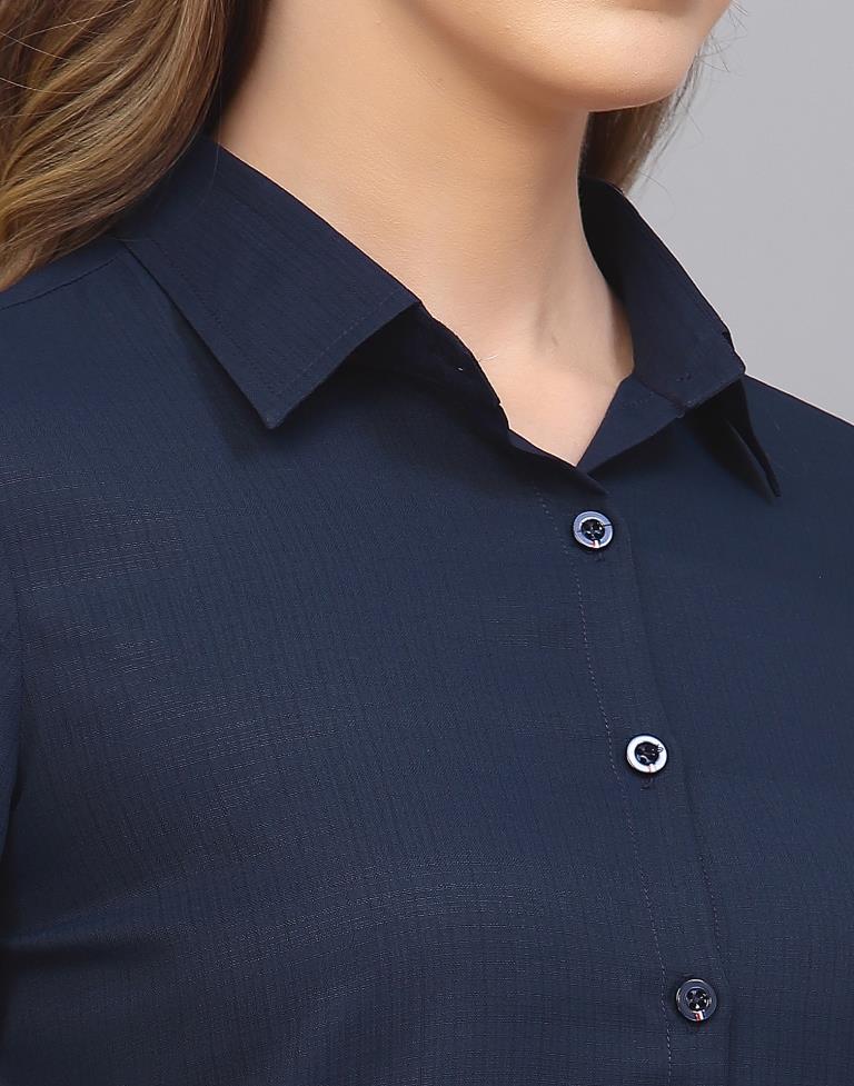 Blue Cotton Plain Shirt | Leemboodi