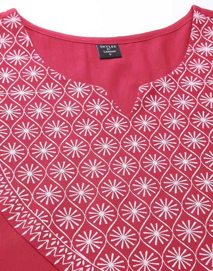 Pink Printed Kurti With Pant Set | Leemboodi