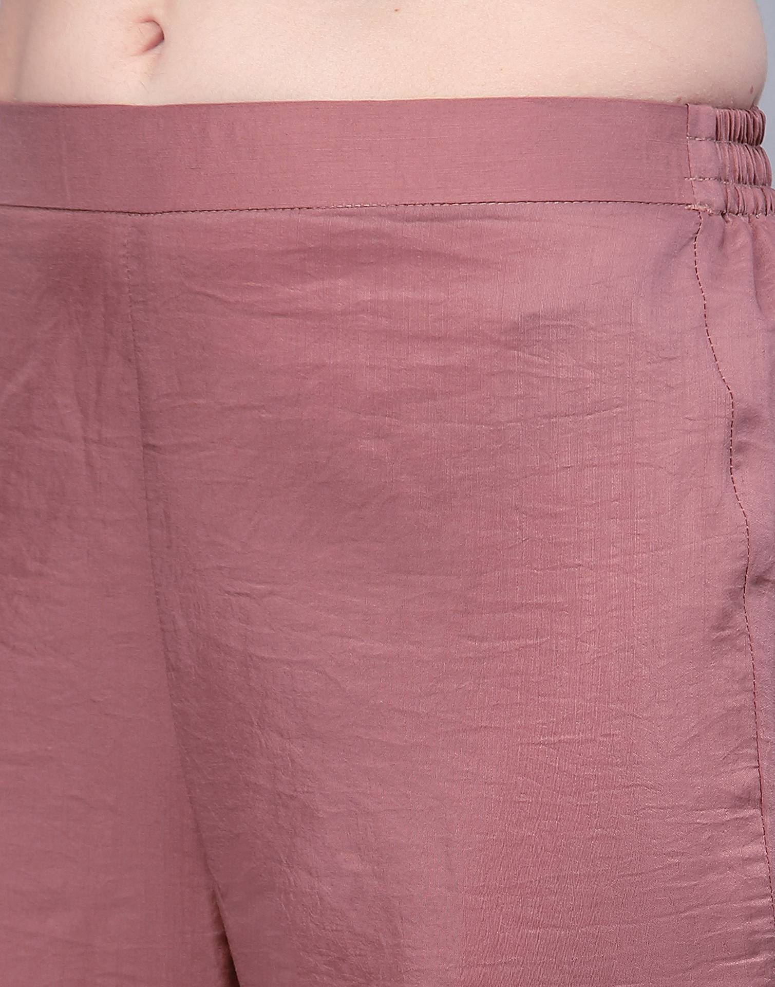 Rust Pink Printed Kurta with Pant and Dupatta | Leemboodi