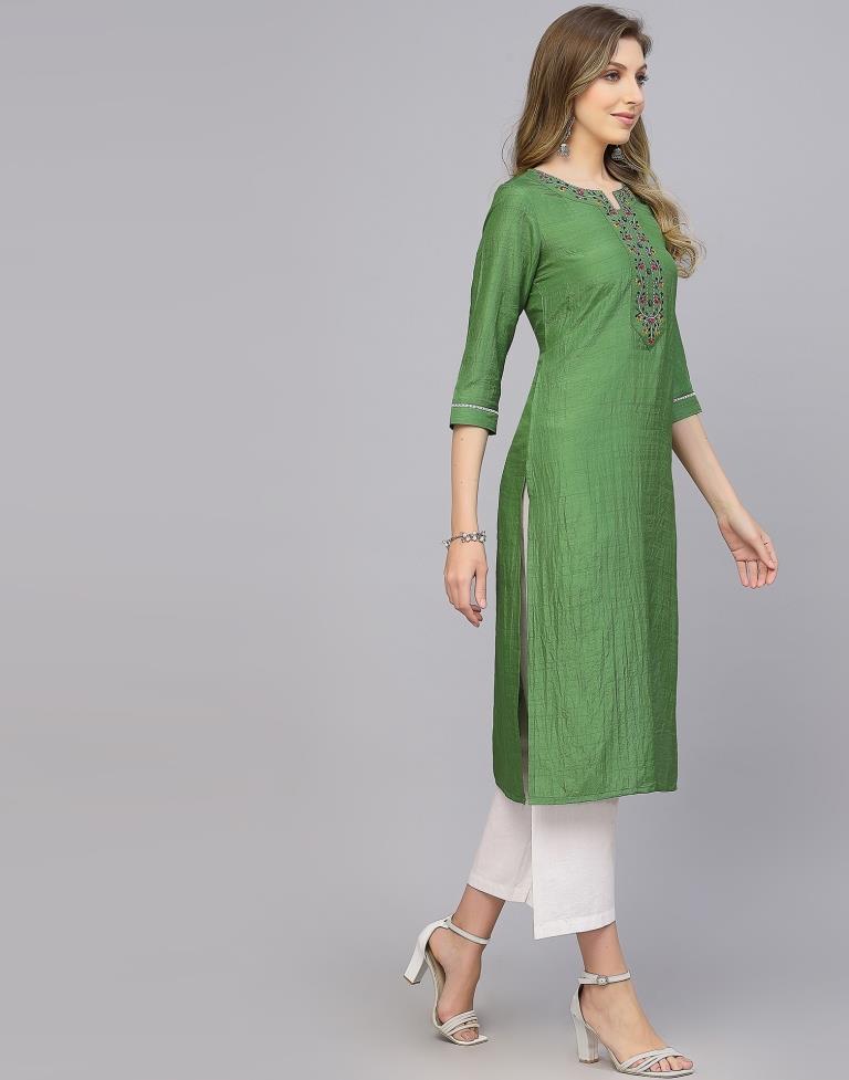 Green Silk Salwar Kameez Raw Silk Kurti Pant Suit Floral Hand Painted  Dupatta Salwar Suit for Plus Size Indian Formal Dress Party Wear - Etsy
