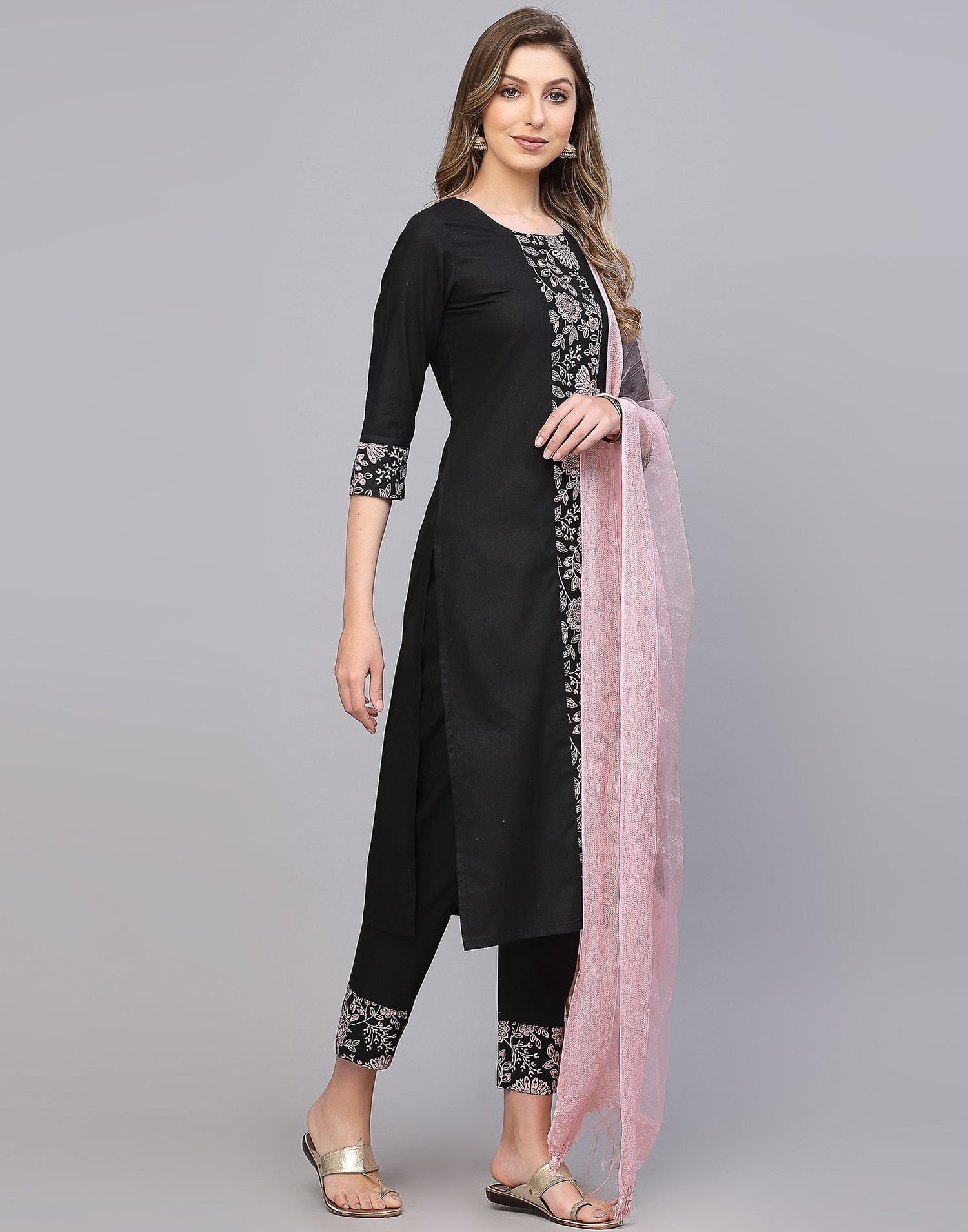 Black Kurti With Pant And Dupatta