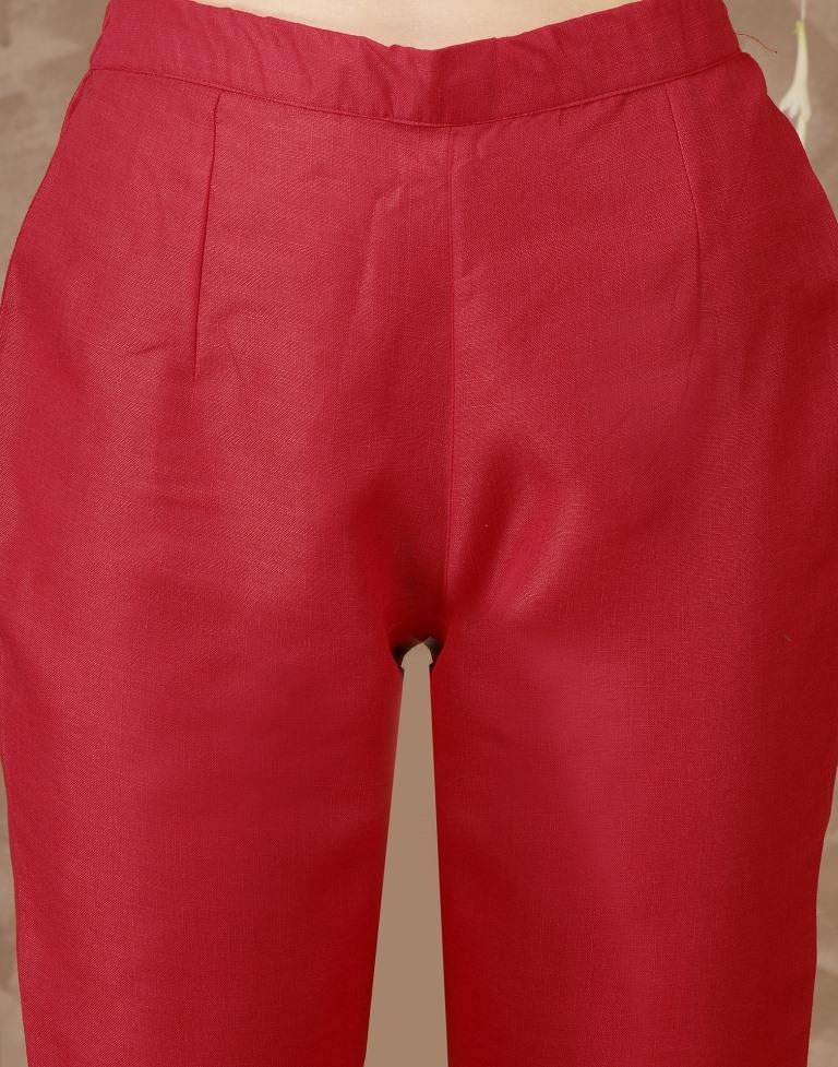 Pink Cotton Kurti With Pant And Dupatta