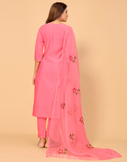 Pink Kurti With Pant And Dupatta