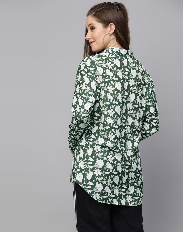 Green Printed Casual Shirt | Leemboodi