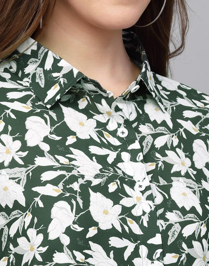 Green Printed Casual Shirt | Leemboodi