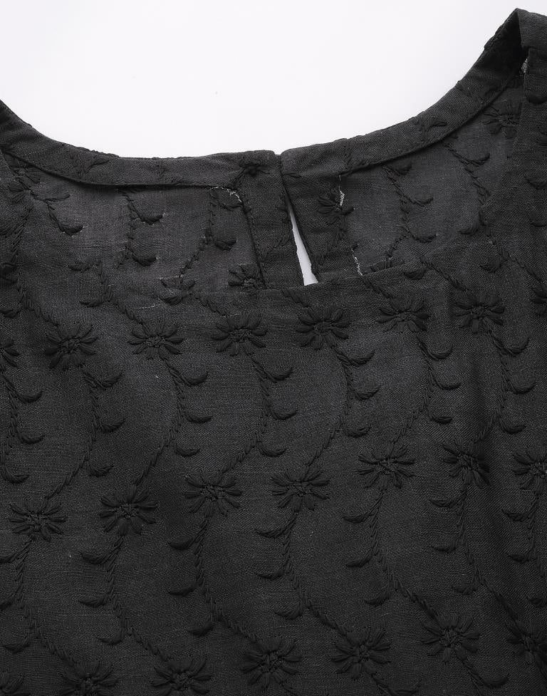 Black Cotton Embroidery Dress