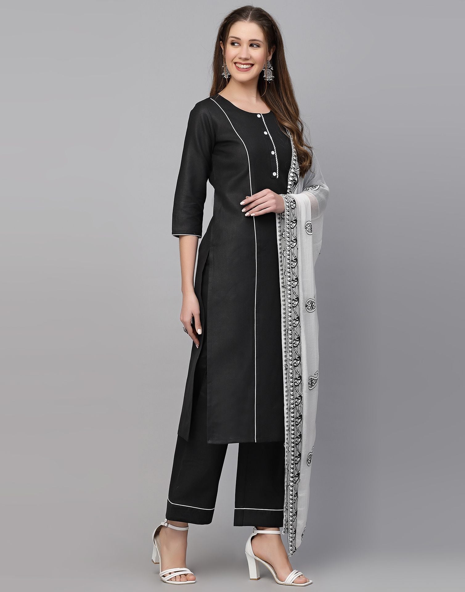Buy Beige Gathered Sleeves Western Dress Online - W for Woman
