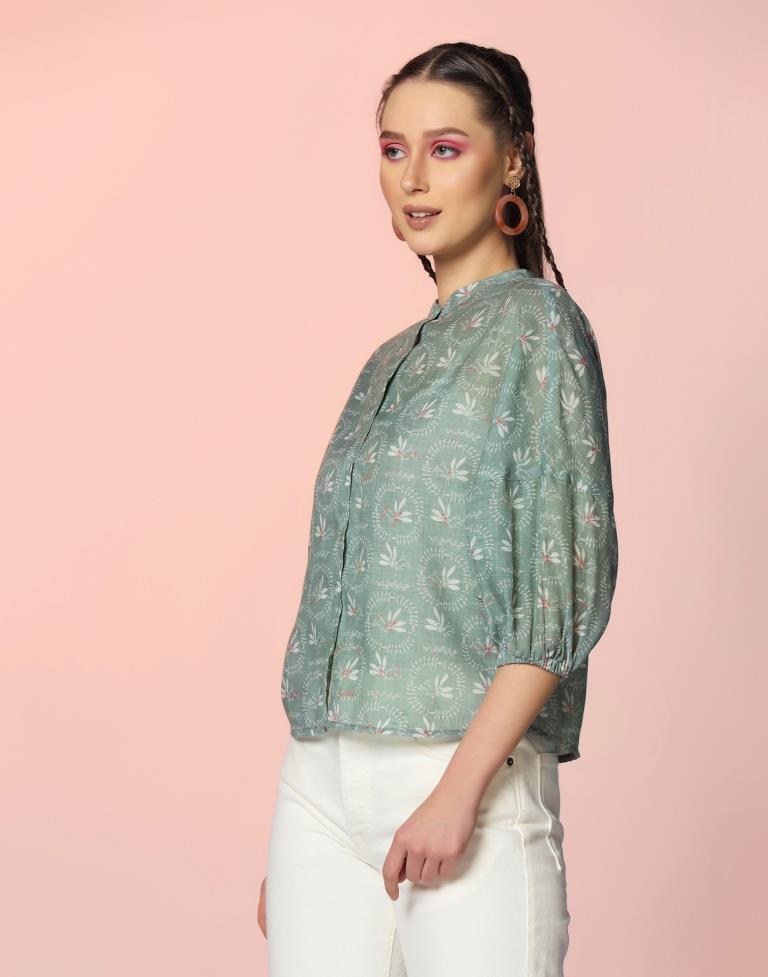 Light Green Rayon Printed Shirt | Leemboodi