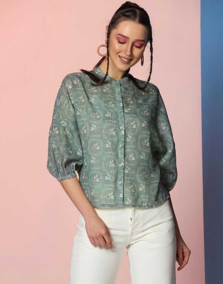 Light Green Rayon Printed Shirt | Leemboodi