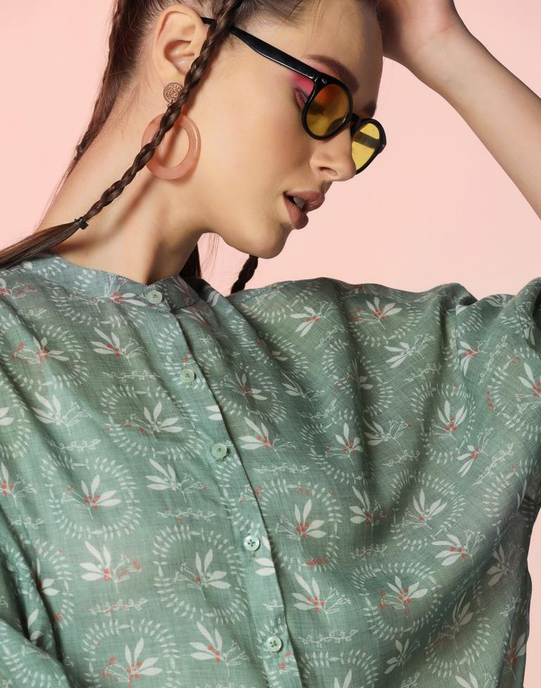 Light Green Rayon Printed Shirt | Leemboodi