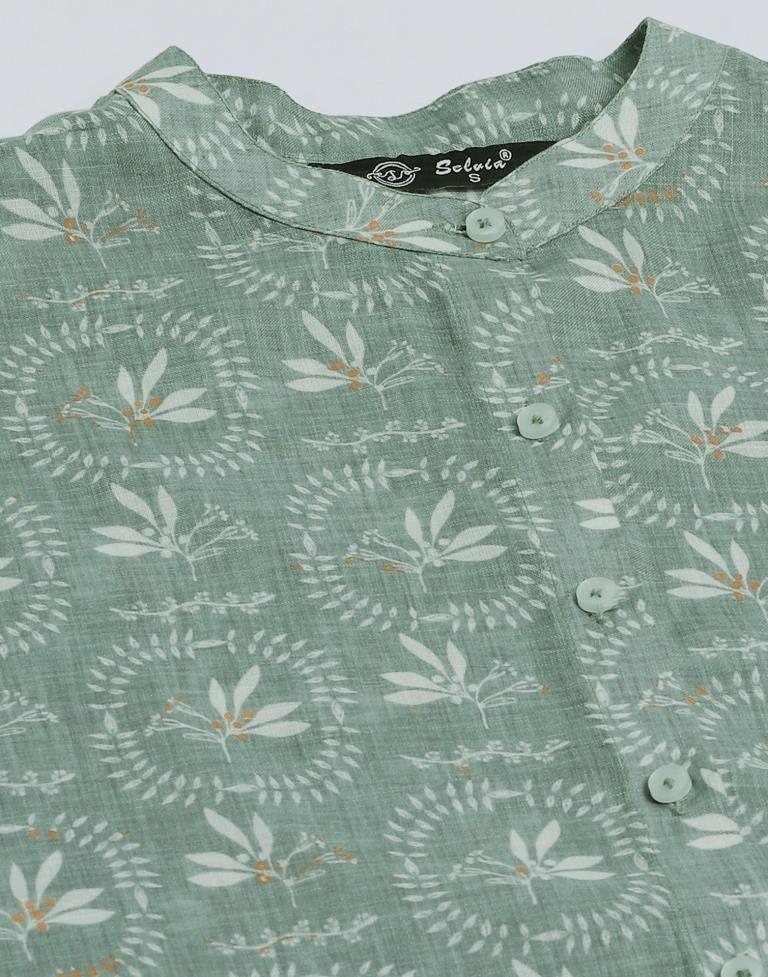 Light Green Rayon Printed Shirt | Leemboodi