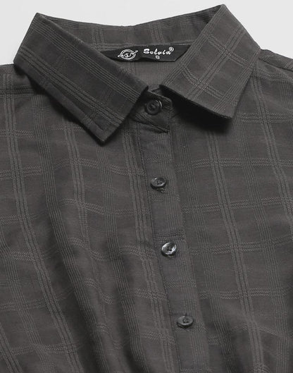 Dark Grey Woven Cotton Shirt | Leemboodi