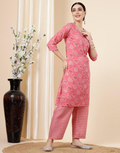 Pink Printed Kurta With Pant