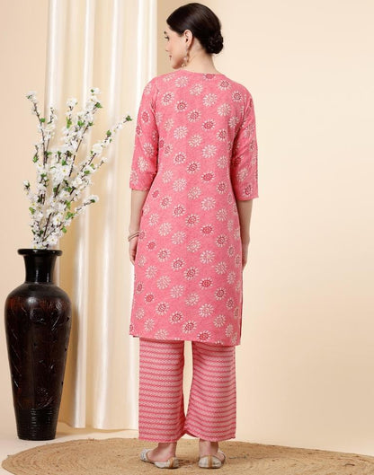 Pink Printed Kurta With Pant