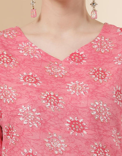 Pink Printed Kurta With Pant