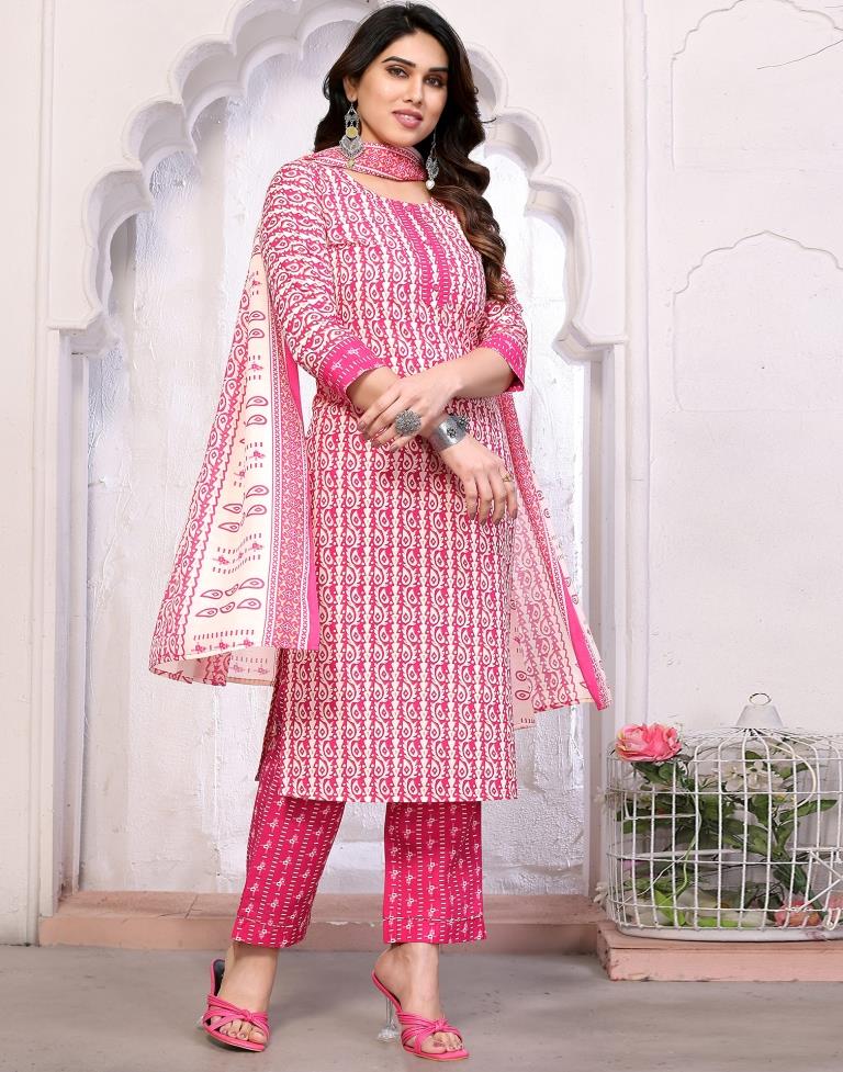 YU by Pantaloons Pink Cotton Printed Straight Kurta