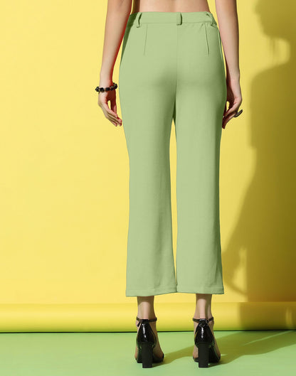 Pista Green Pin Tuck Straight Fit Trouser | Leemboodi
