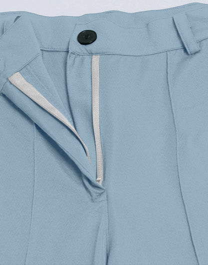 Steal Blue Pin Tuck Straight Fit Trouser | Leemboodi