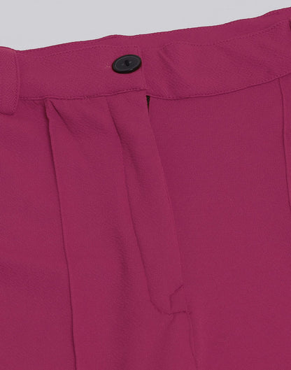 Fuchsia Pink Pin Tuck Straight Fit Trouser | Leemboodi